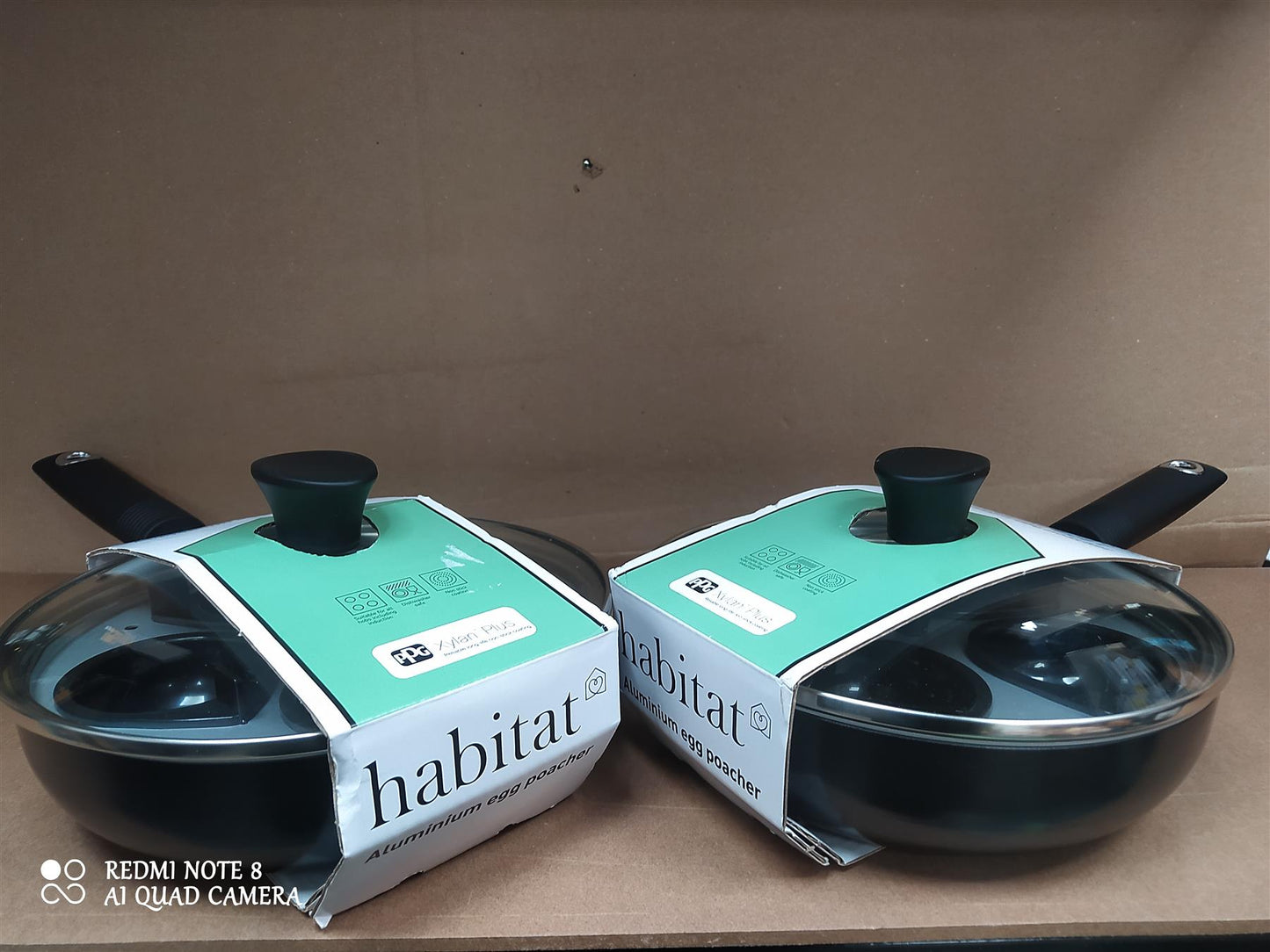 Home set of 2 Egg Poacher 20cm Aluminium non stick with Lid all hobs Black