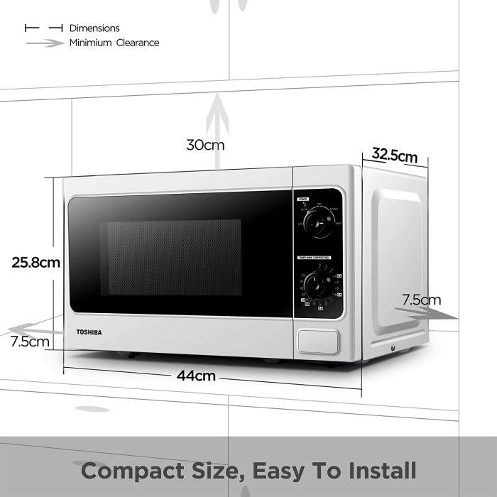 Toshiba Microwave Oven 20 Litre 800W Defrost 5 power settings Dial Control