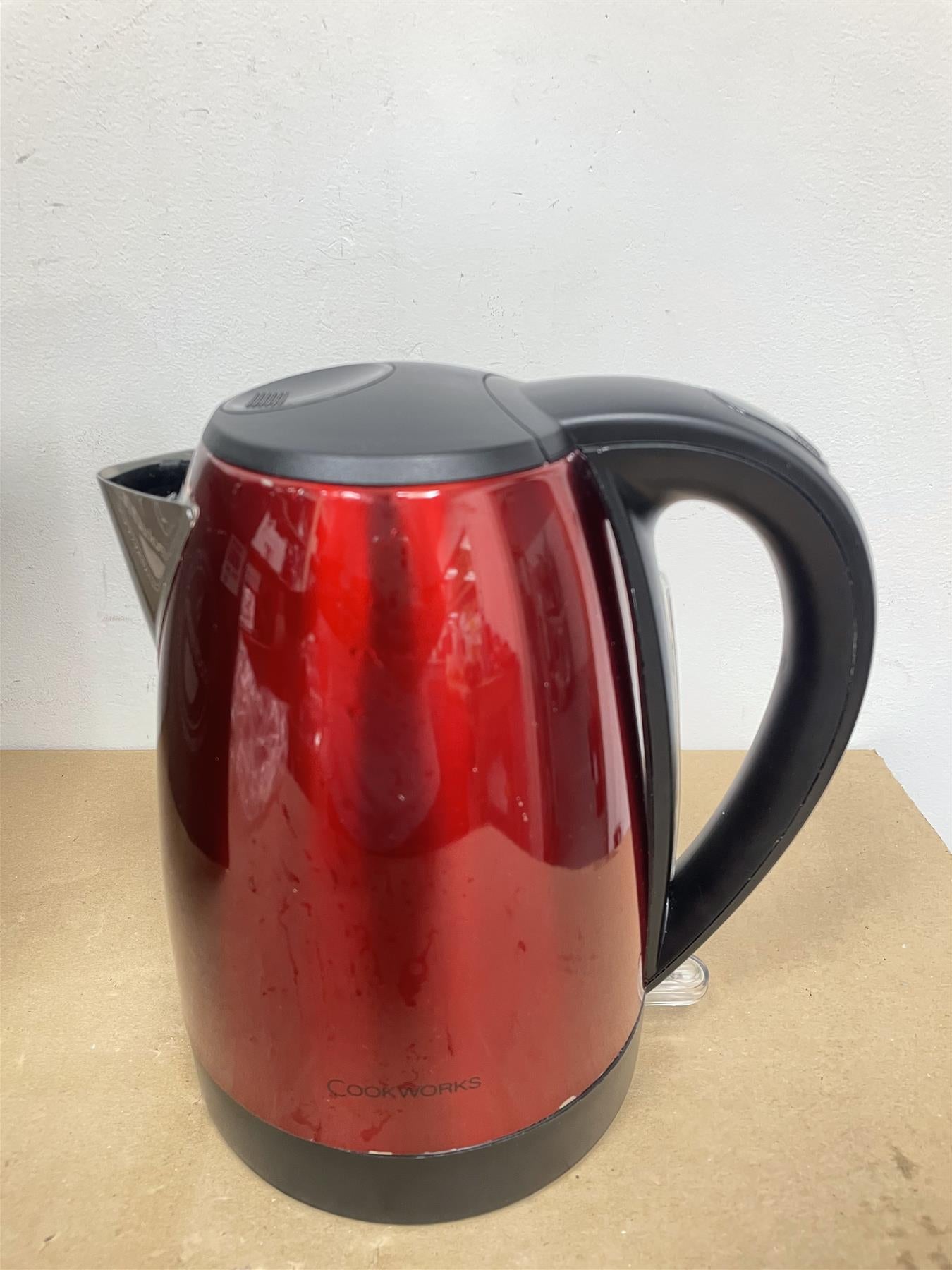 Cookworks Stainless Steel Red Jug Kettle Boil Dry Protection