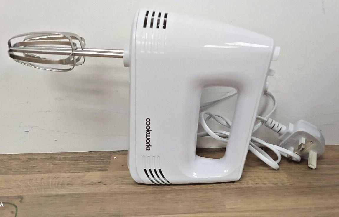 Cookworks Electric Hand held Mixer Whisk Egg Beater with storage dough hook cake