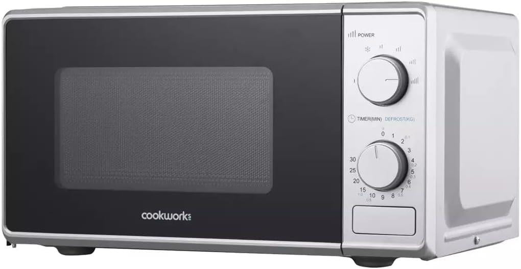 Cookworks Standard Microwave 700W 17L 6 power levels Defrost Manual Dial Silver