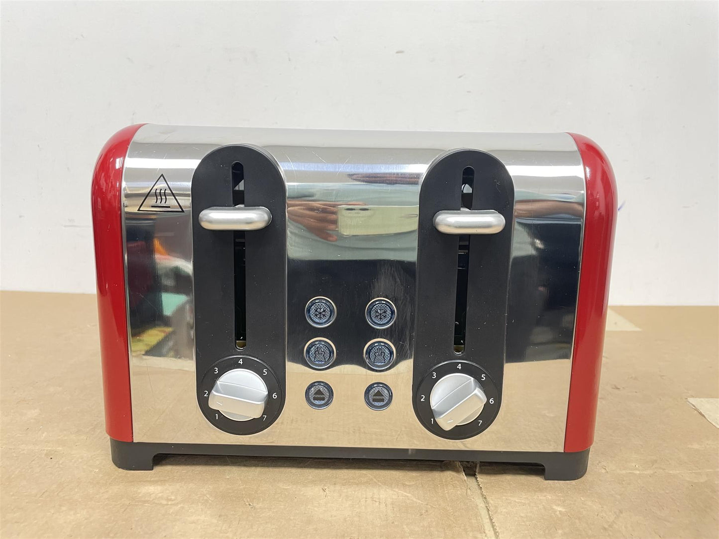 Russell Hobbs Worcester Toaster 4 Slice Red  Extra Wide Stainless Steel Defrost