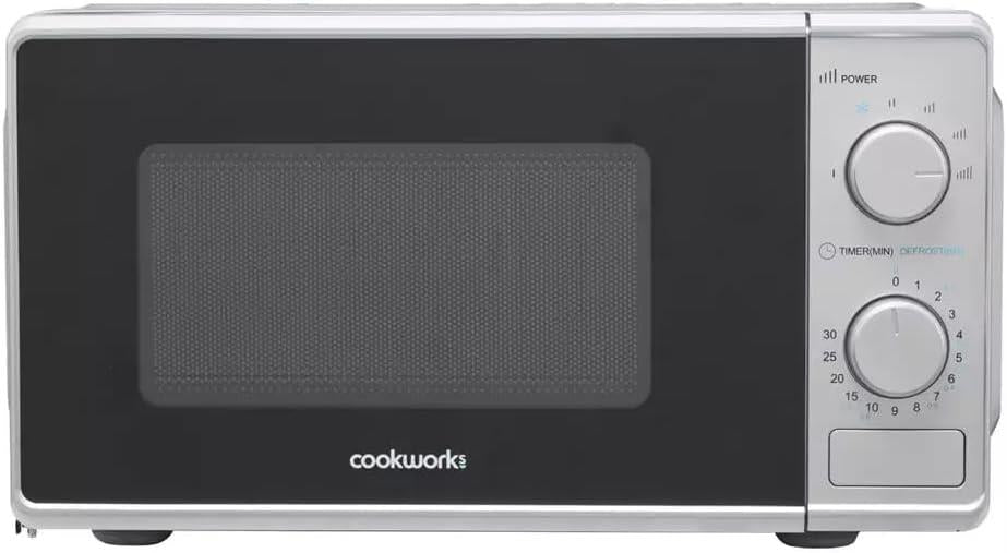Cookworks Standard Microwave 700W 17L 6 power levels Defrost Manual Dial Silver