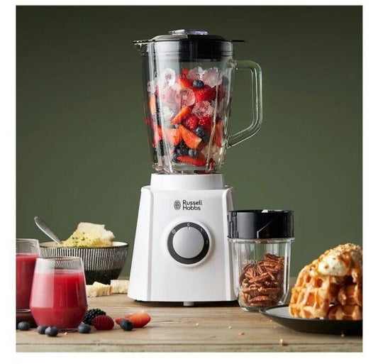 Russell Hobbs Go Create White 1.5L Glass Jar Grinder Food Processor Jug Blender