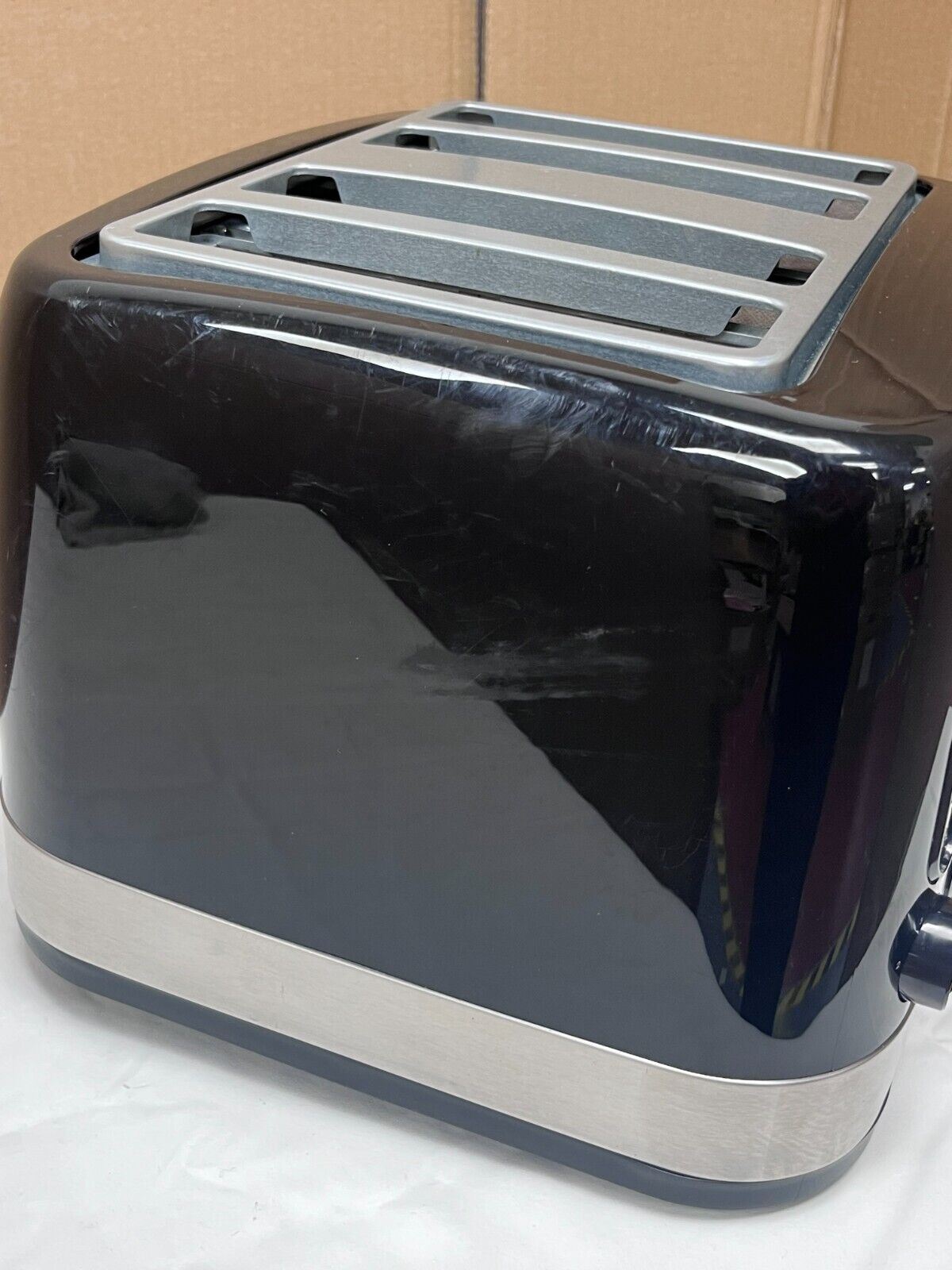 Cookworks Illuminated 4 Slice Extra Wide Toaster Defrost Black Slots Bagel Black
