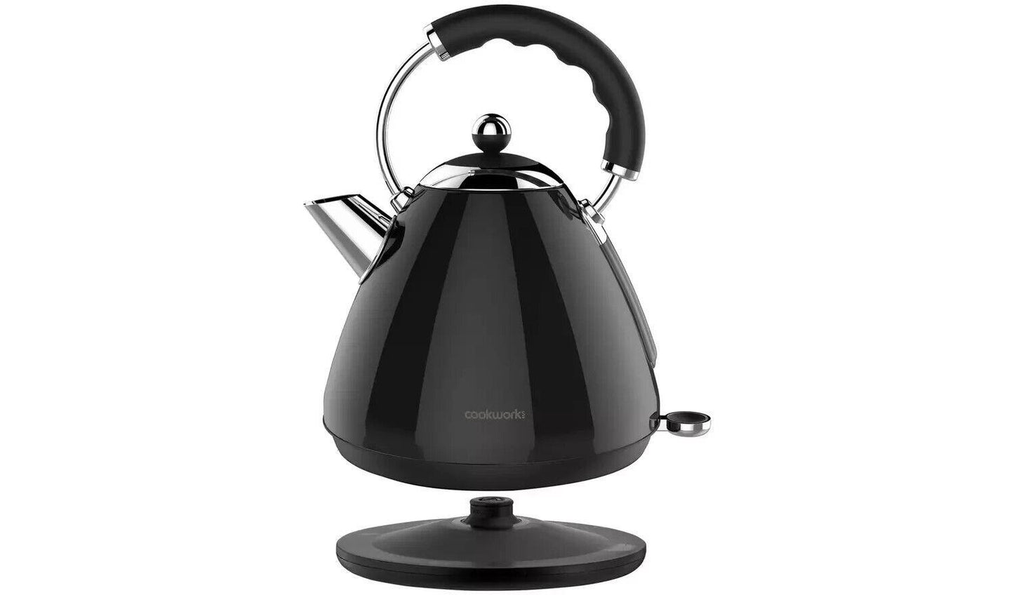 Cookworks Pyramid Kettle Dry Protection rapid boil  Black 1.7 Litre MODERN