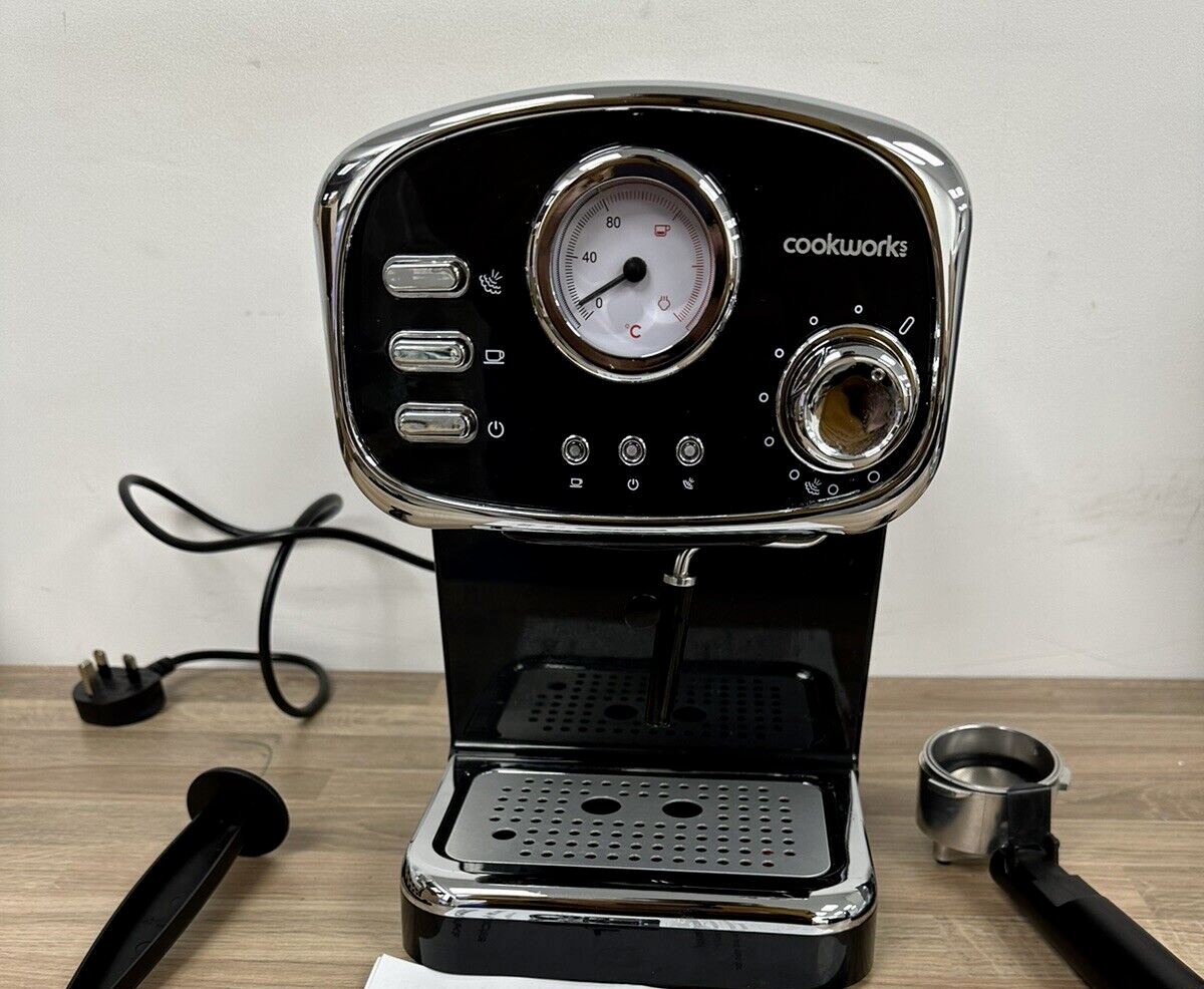 Cookworks Coffee Machine Espresso Adjustable steam Milk Frother CM5013B-GS Black