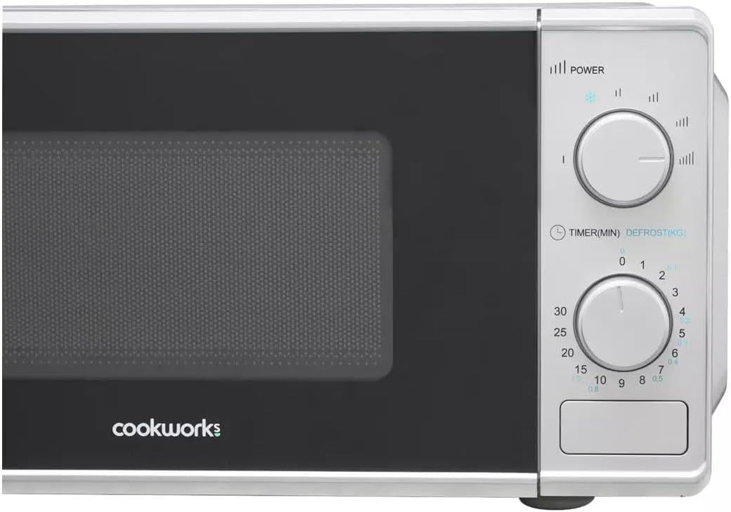 Cookworks Standard Microwave 700W 17L 6 power levels Defrost Manual Dial Silver