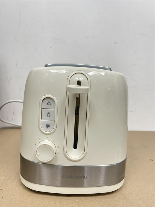 Cookworks Illuminated 2 Slice Toaster  reheat function - Cream Plastic