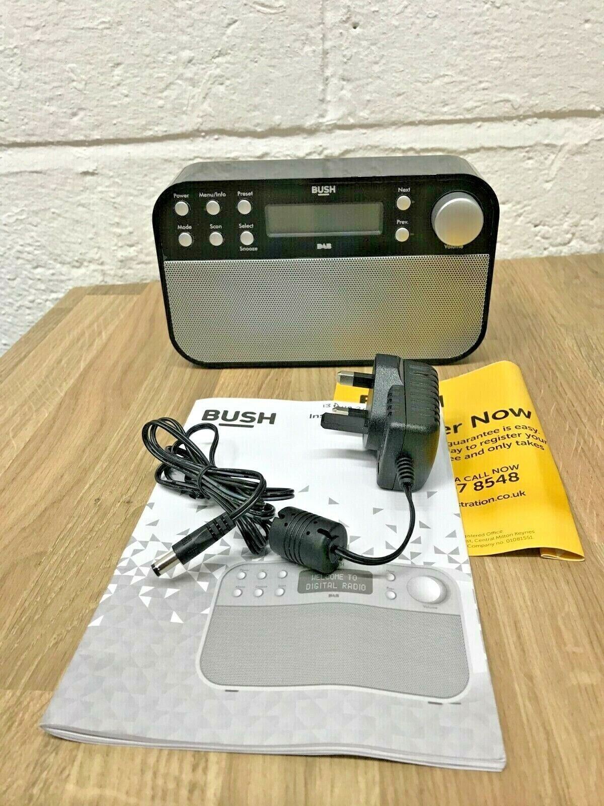Bush Portable DAB FM Digital Radio RDS LCD Mains Battery Sleep Timer Alarm Scan