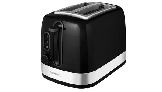 Cookworks 2 Slice Toaster Illuminated Extra Wide Slots Bagel Black Light Plastic