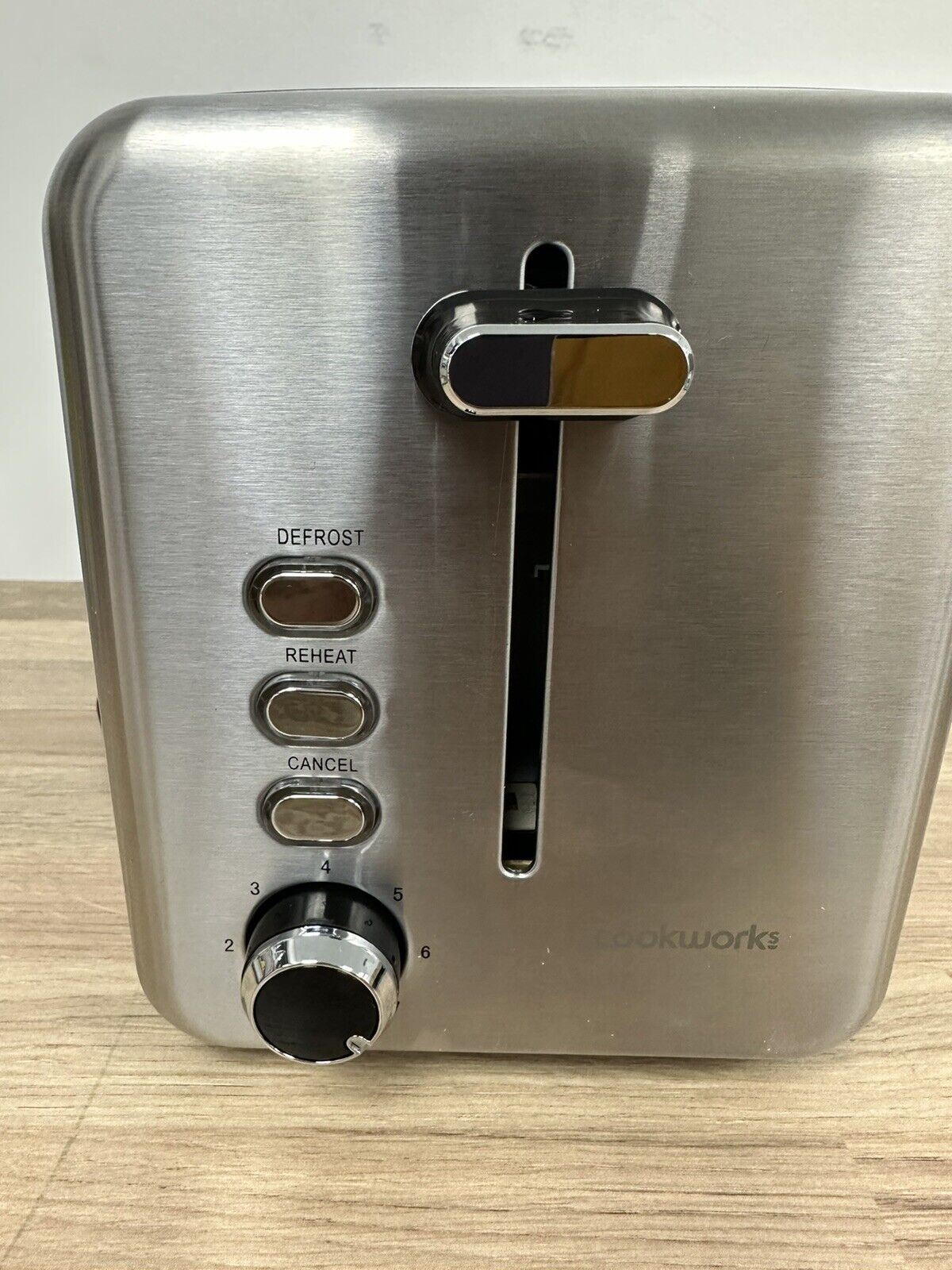 Cookworks 2 Slice Toaster - Brushed Stainless Steel Defrost Black Slots Bagel