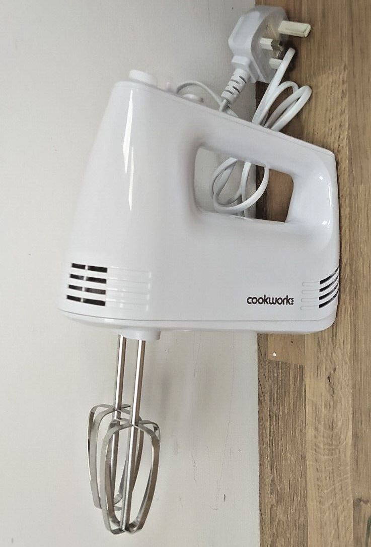Cookworks Electric Hand held Mixer Whisk Egg Beater with storage dough hook cake