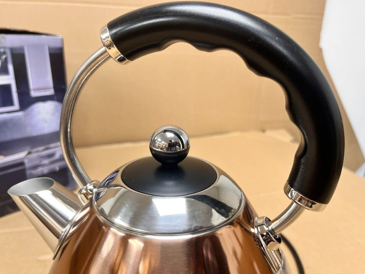 Cookworks 1.7L Copper Kettle Pyramid Design Rapid Boil Kettle Cordless Automatic