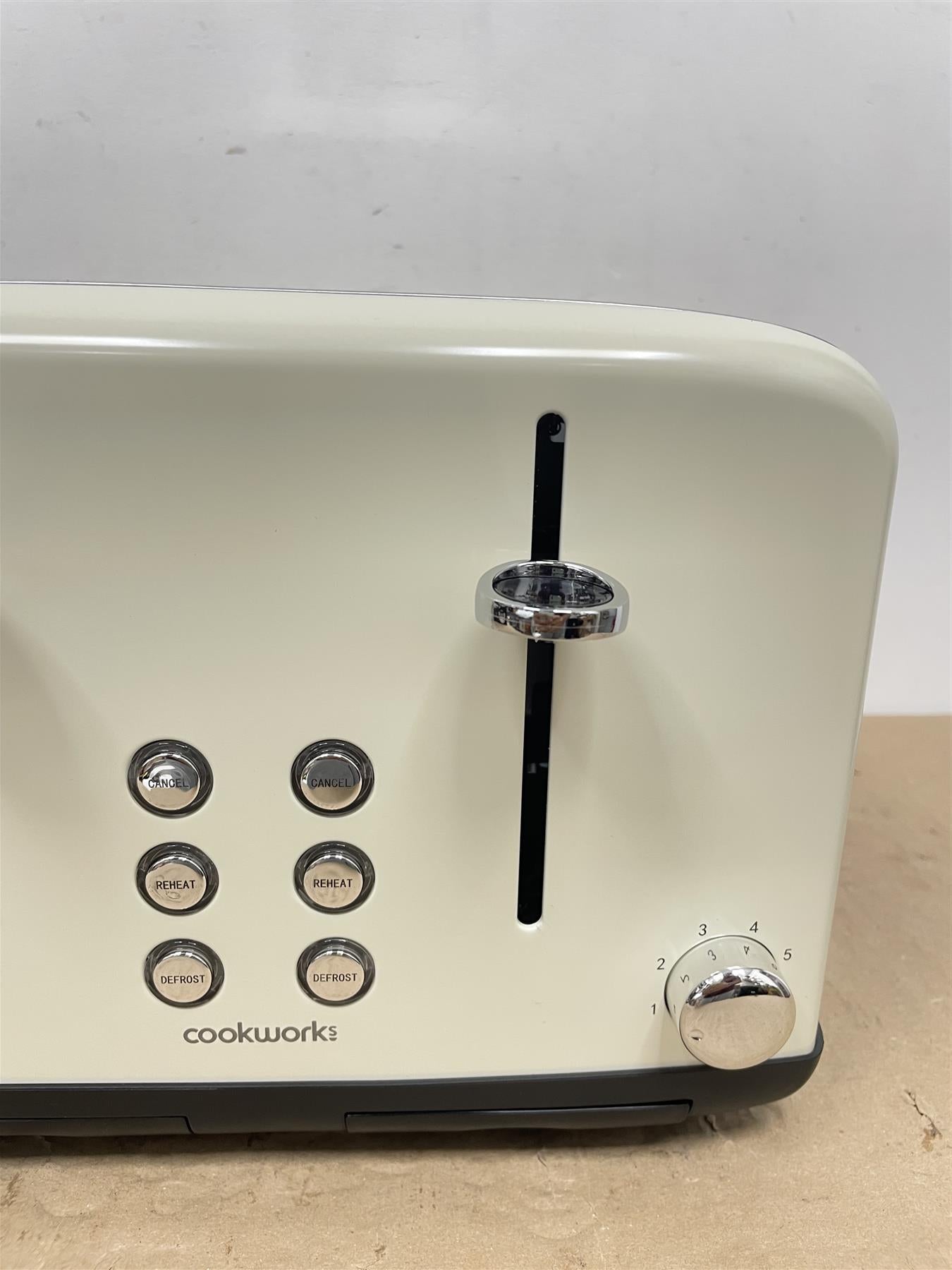 Cookworks Toaster Pyramid 4 Slice Extra-Wide Slots Crumb tray cancel evoke cream