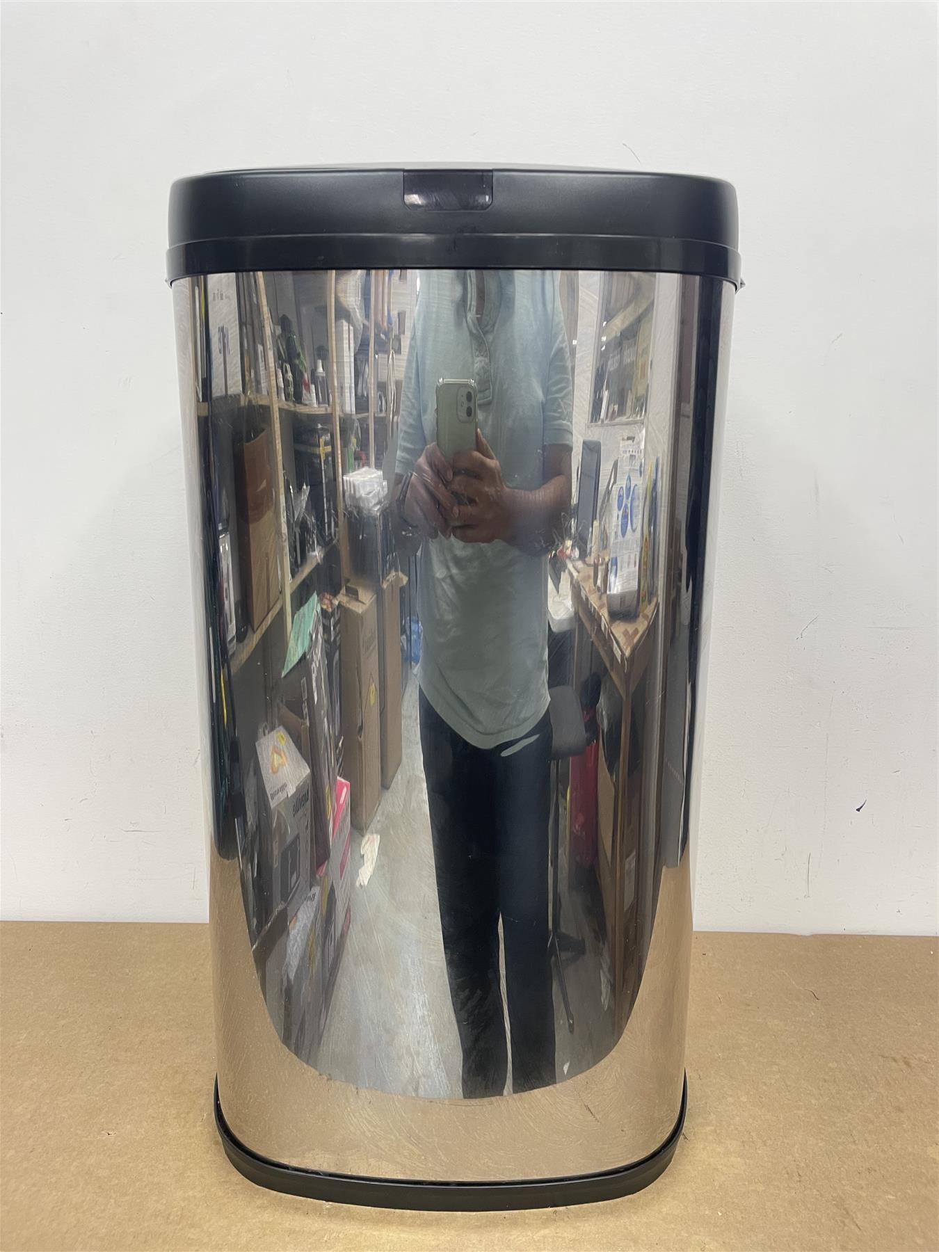 Tower Recycling 42 Litre Square Sensor Bin lid automatically opens - black