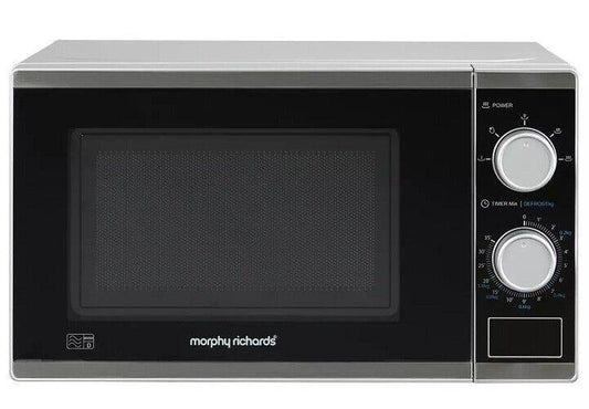 Morphy Richards Standard Microwave oven 800W 20L reheat Defrost Manual Dial Silver