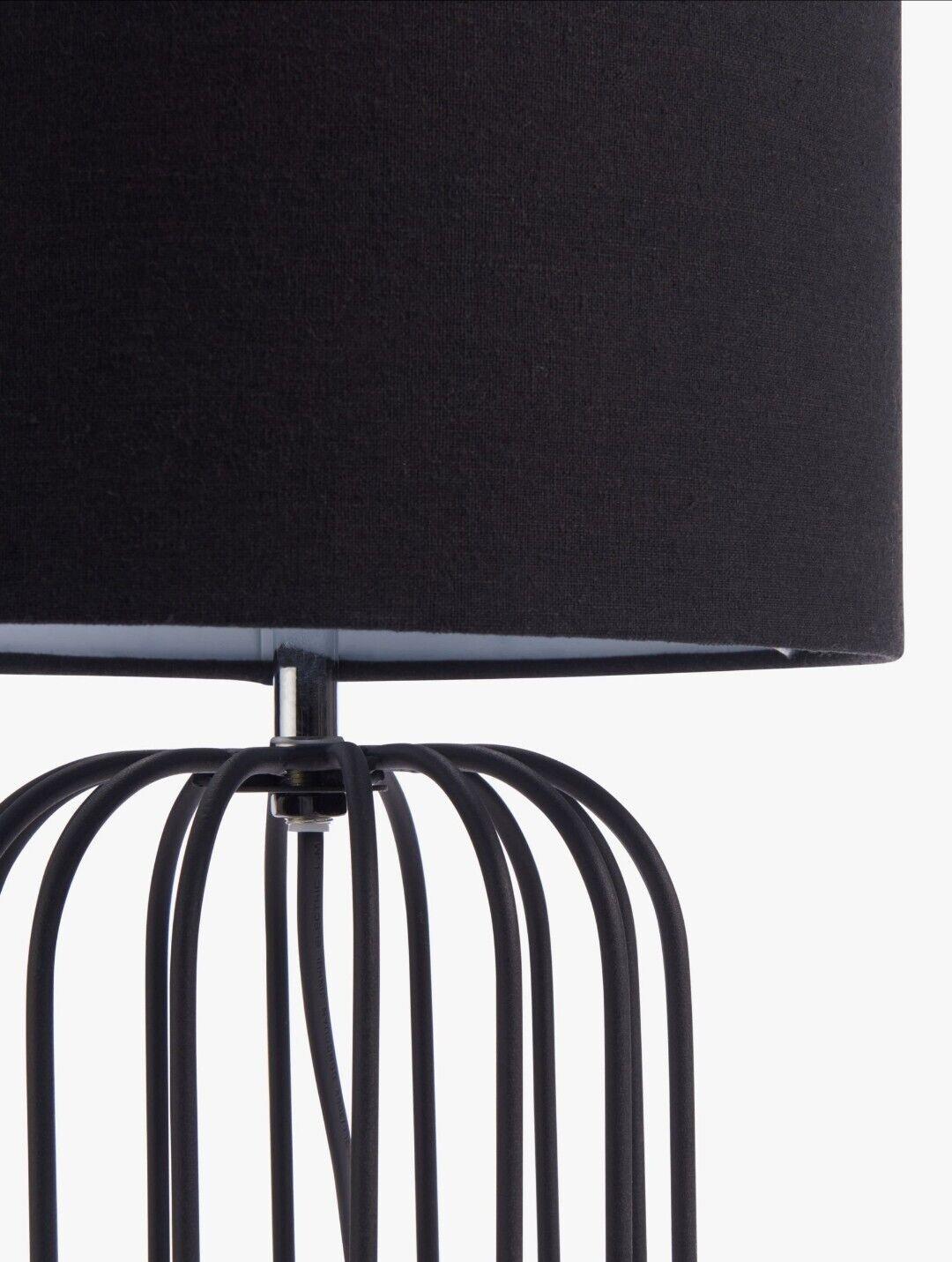John Lewis Wire Frame Table Lamp Fabric shade Modern Black Steel Stand