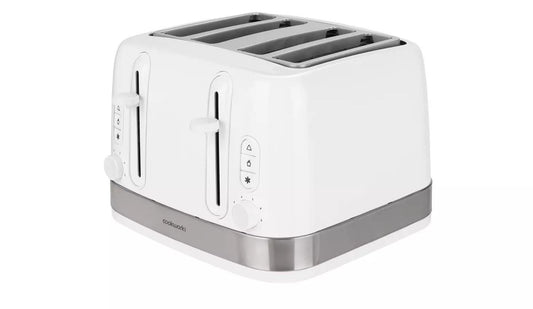 Cookworks Illuminated 4 Slice Extra Wide Slots Bagel Toaster White Toastie
