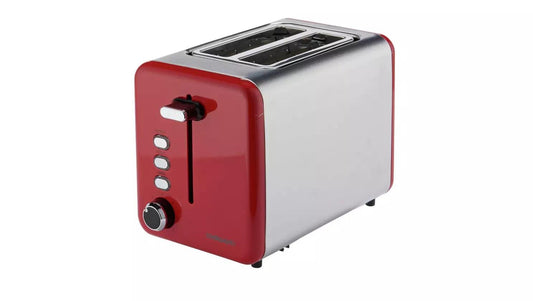 Cookworks 2 Slice Toaster extra Wide bagel slots 7 toast settings defrost Red