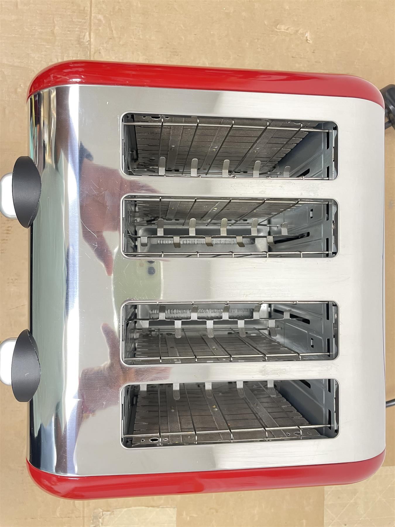 Russell Hobbs Worcester Toaster 4 Slice Red  Extra Wide Stainless Steel Defrost
