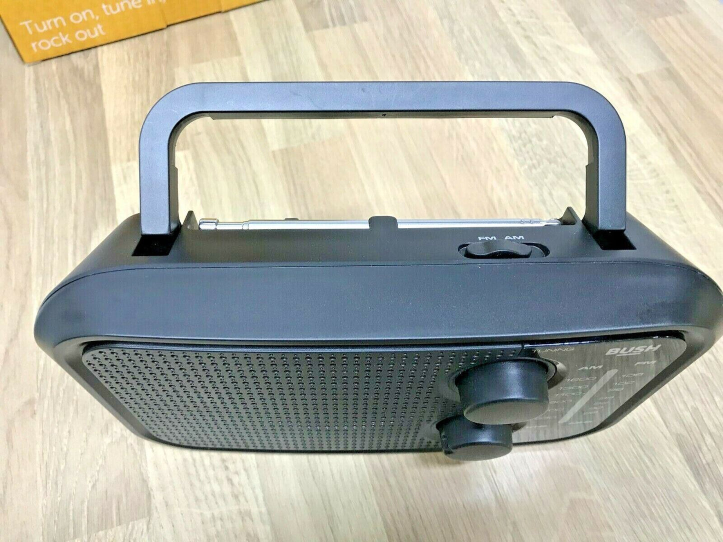 Bush Portable AM FM Travel Radio Mono speaker Mains Battery 5w RMS Headphone New