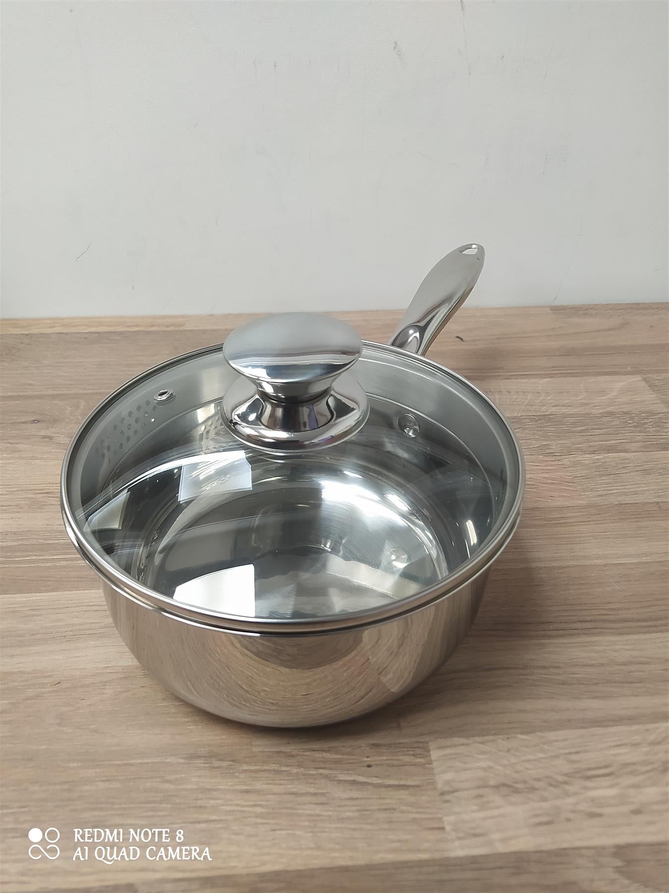 Russell Hobbs Sauce Pan Set 3 Piece Stainless Steel milk fry kitchen Glass lids