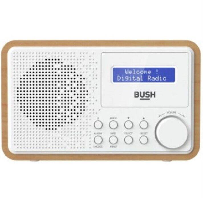 Bush Wooden DAB Radio with Alarm and LCD display - White