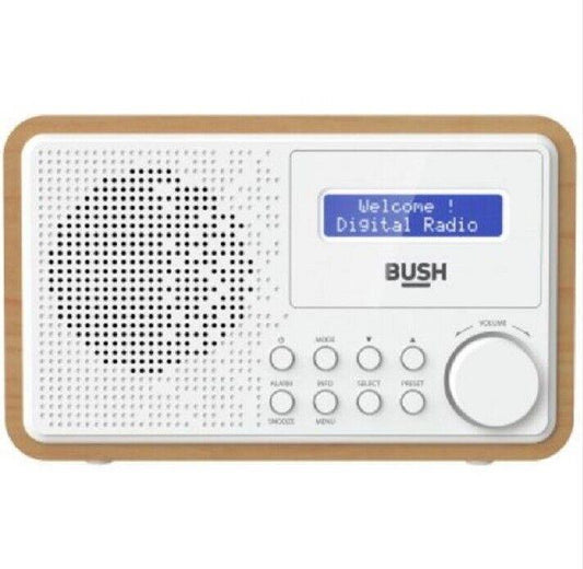 Bush Wooden DAB Radio with Alarm and LCD display - White