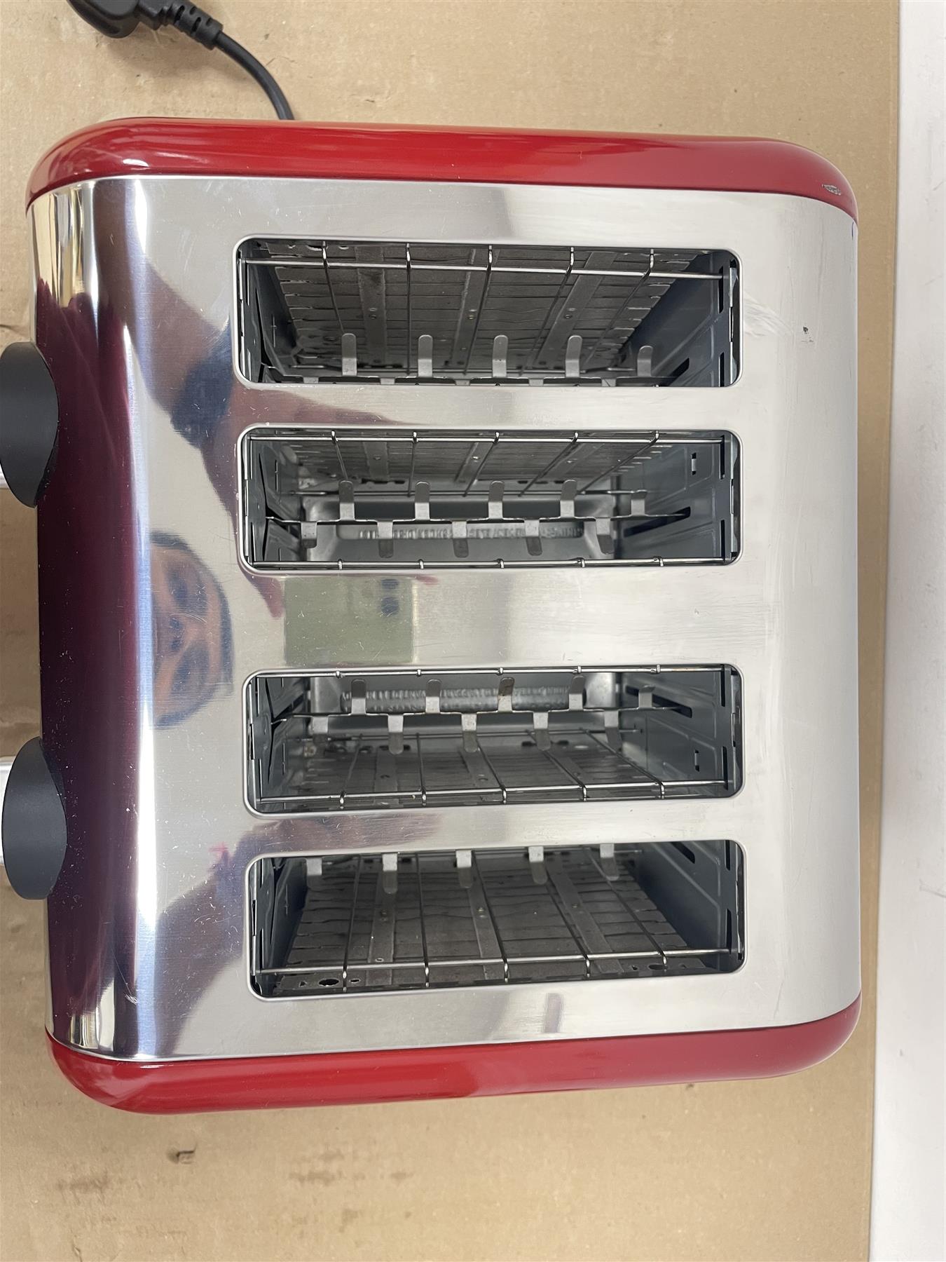 Russell Hobbs Worcester Toaster 4 Slice Red  Extra Wide Stainless Steel Defrost