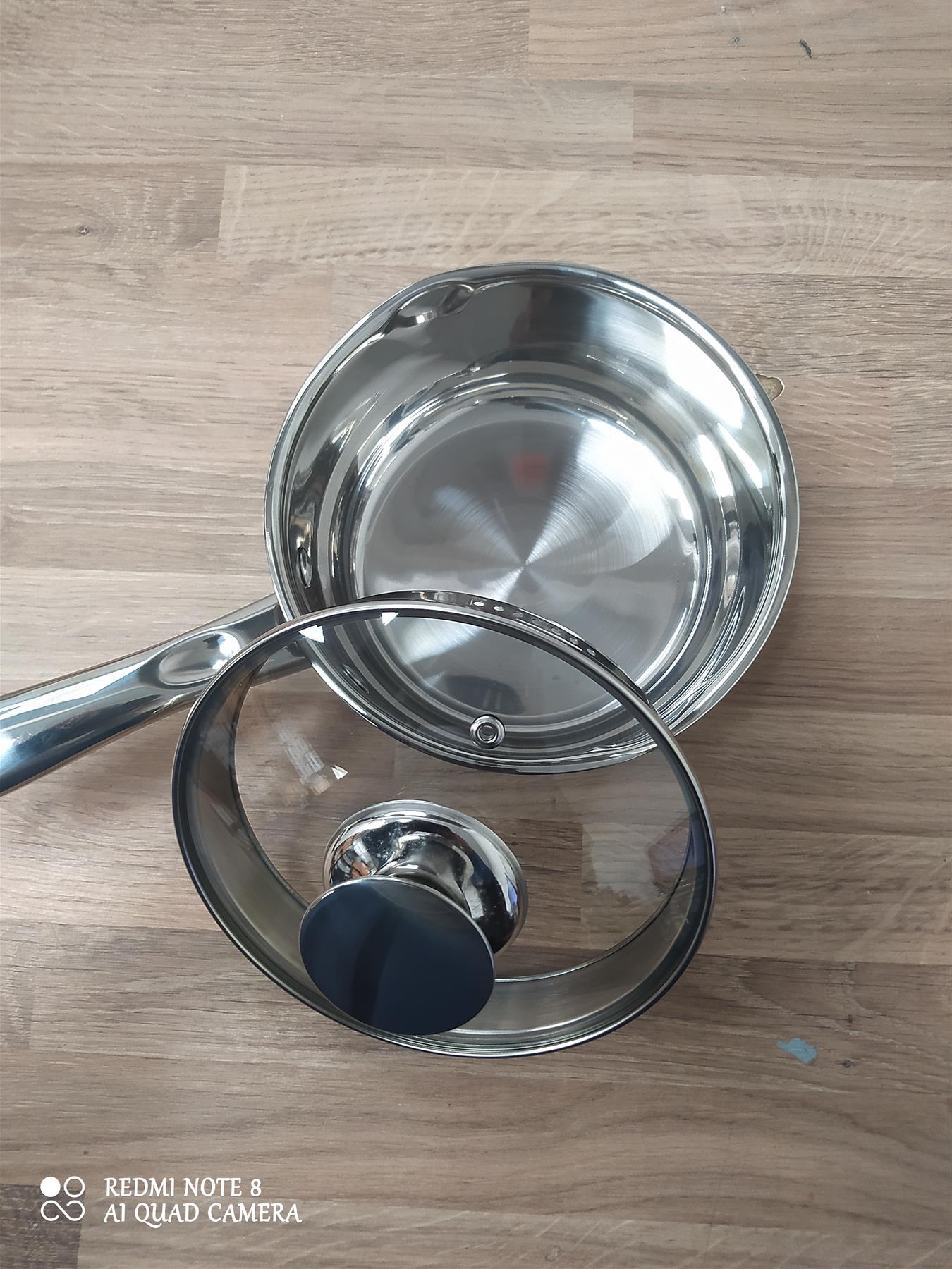 Russell Hobbs Sauce Pan Set 3 Piece Stainless Steel milk fry kitchen Glass lids