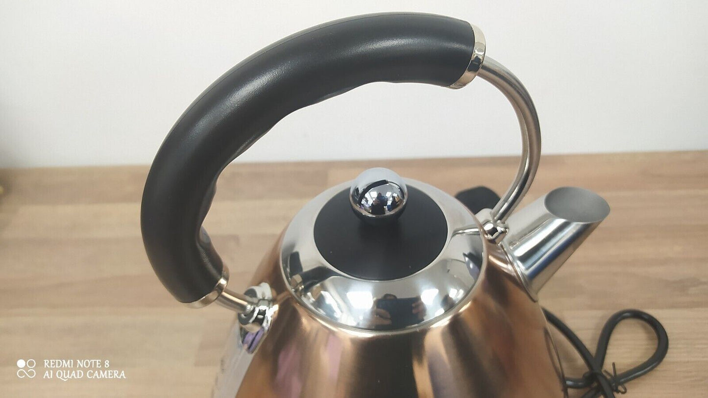 Cookworks Pyramid Kettle Stainless Steel  Copper auto shut rapid boil  1.7 Litre
