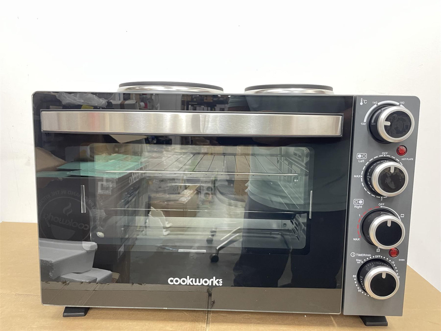 Cookworks 28L Mini Oven with Hob Cooker Grill & Rotisserie oven Hotplate