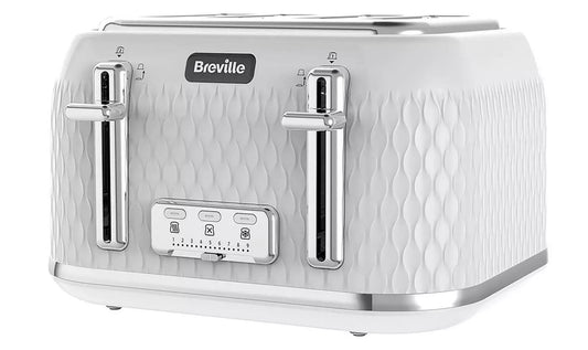 Breville Toaster VTT911 Curve 4 Slice Electric 9 settings classy White & Chrome