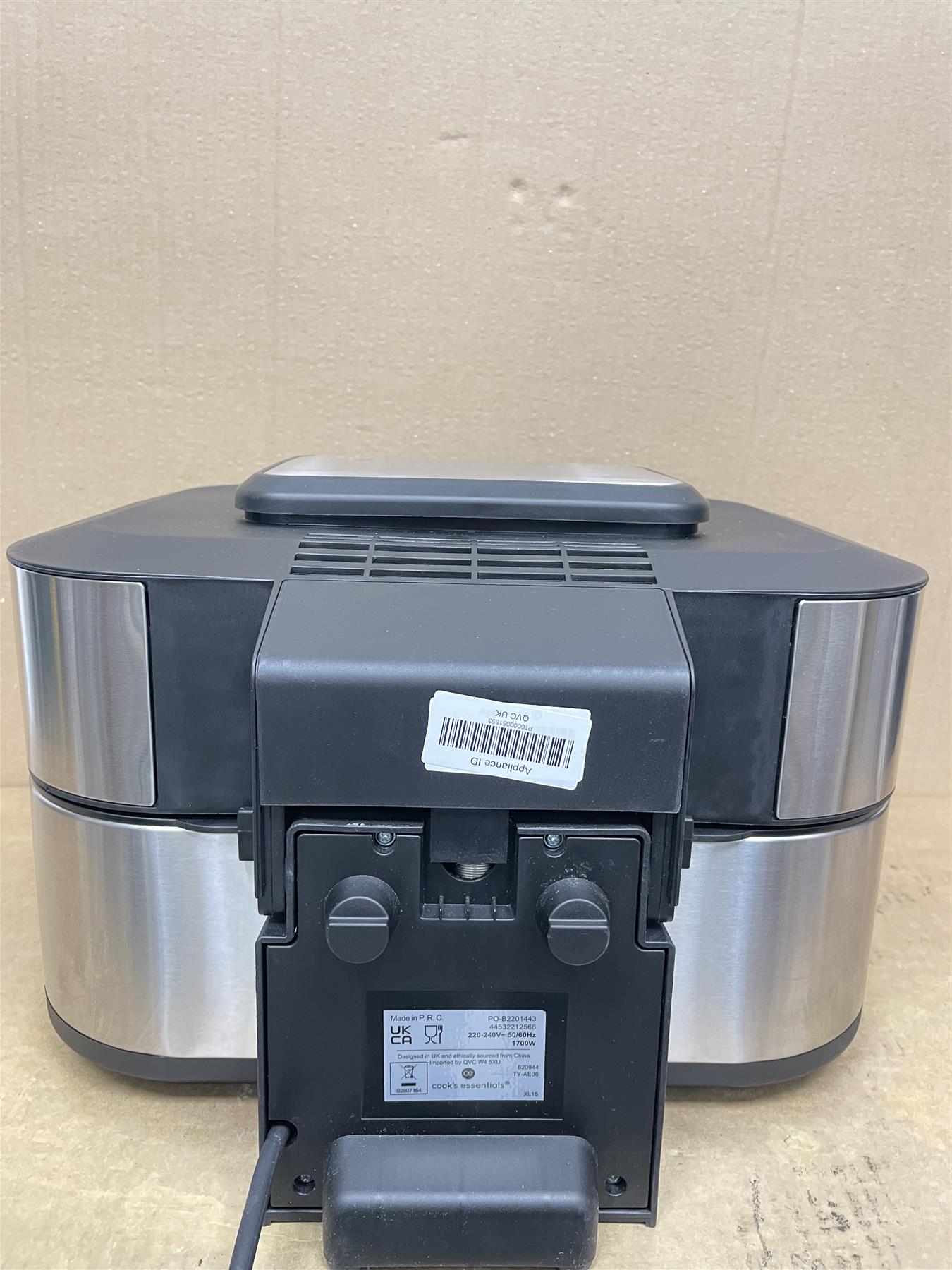 Cook's Essentials Grill & Airfryer 5.5L 1800W White silkscreen program selection