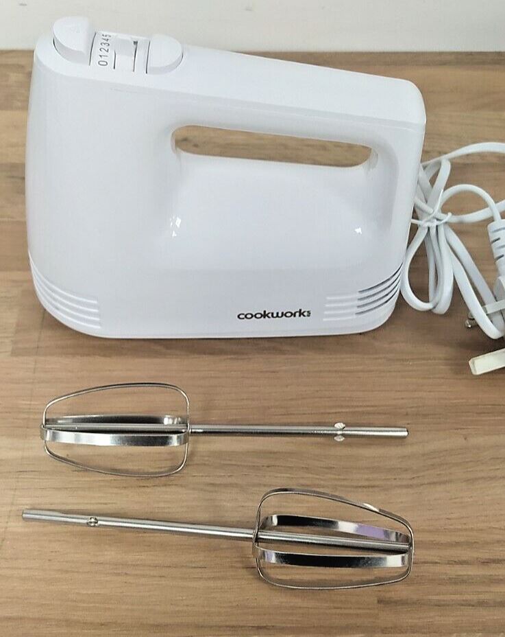 Cookworks Electric Hand held Mixer Whisk Egg Beater with storage dough hook cake