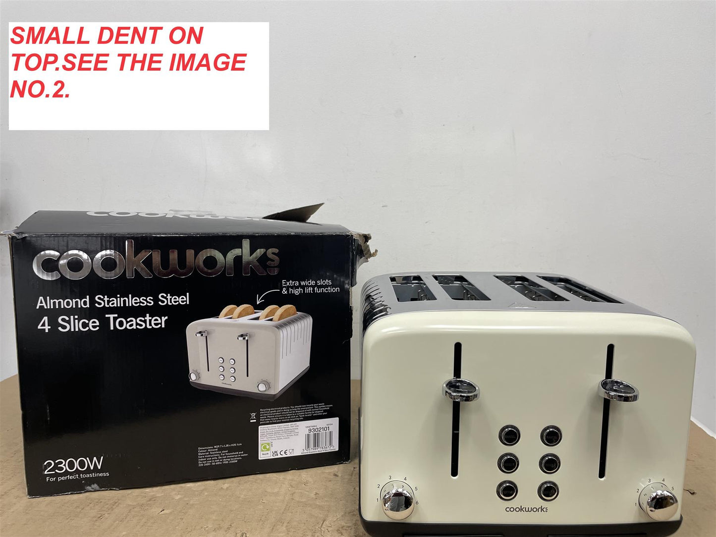 Cookworks Toaster Pyramid 4 Slice Extra-Wide Slots Crumb tray cancel evoke cream