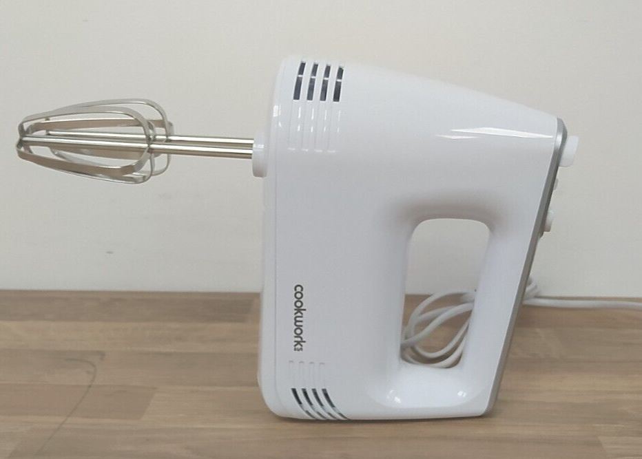 Cookworks Electric Hand held Mixer Whisk Egg Beater with storage dough hook cake