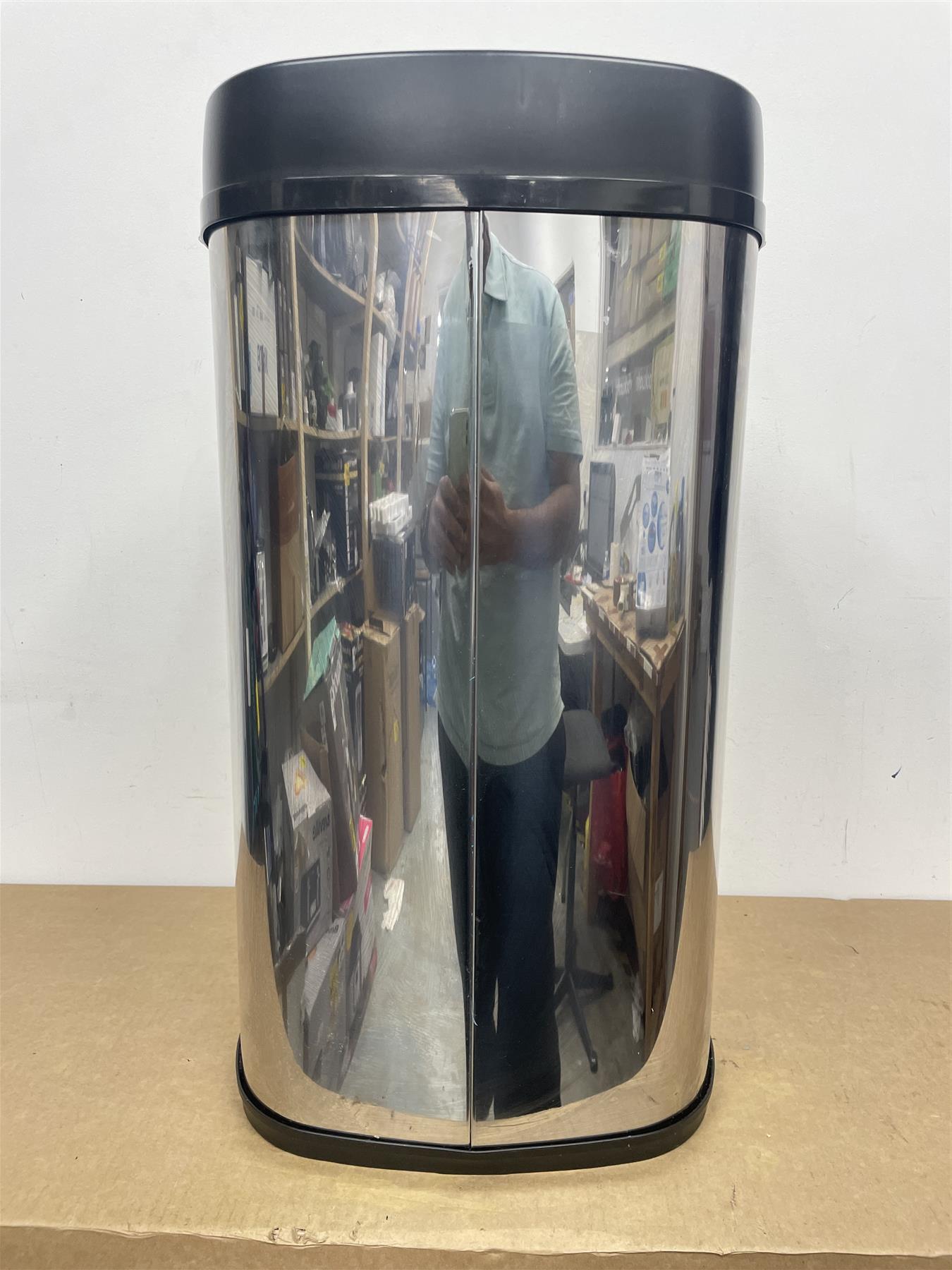 Tower Recycling 42 Litre Square Sensor Bin lid automatically opens - black
